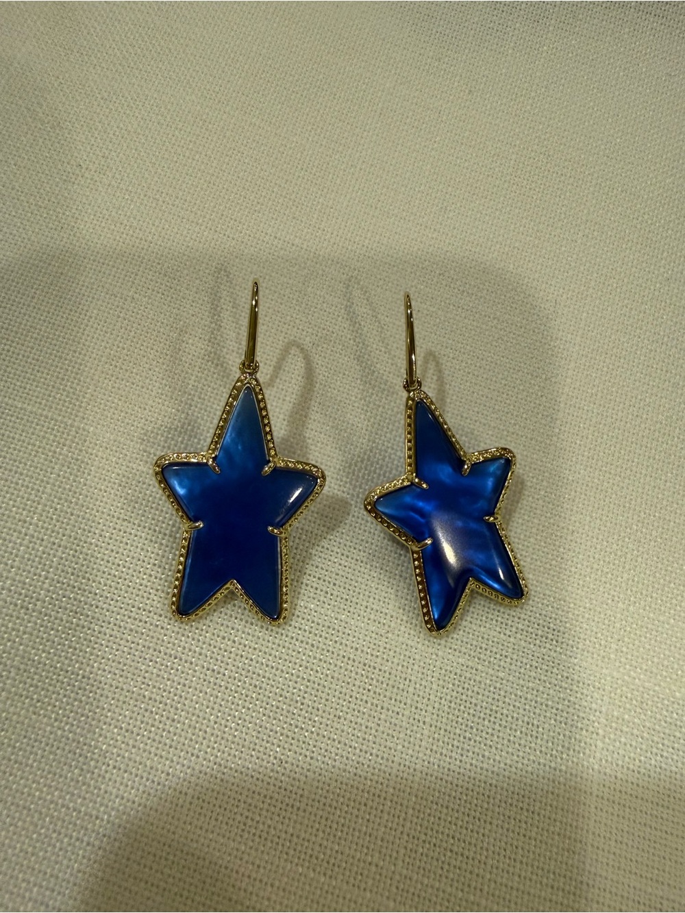 Kendra Scott Royal Blue Star Drop Earrings with Gold Trim